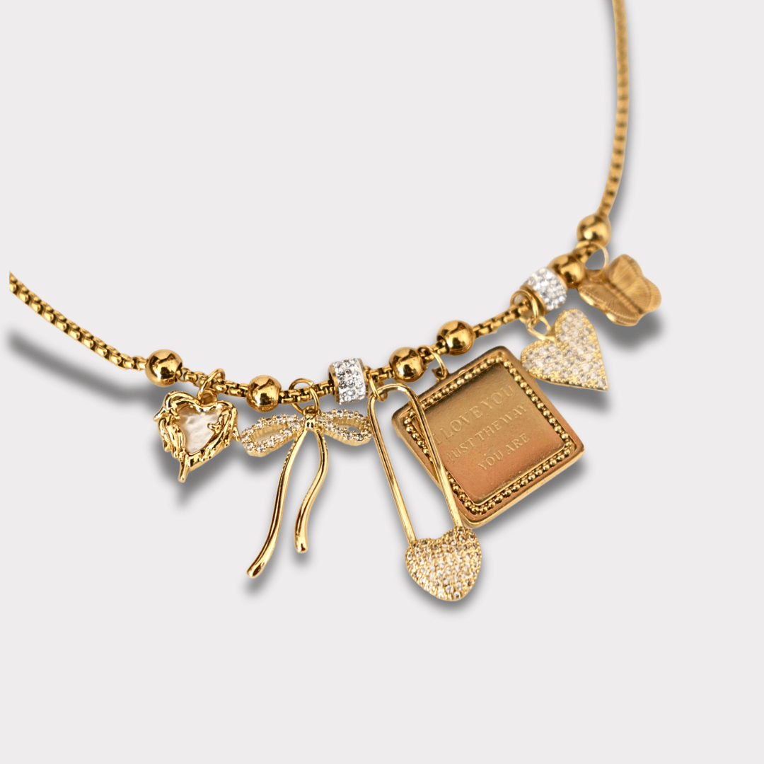 PRE-MADE GOLD BALL NECKLACE STAR AND MOON