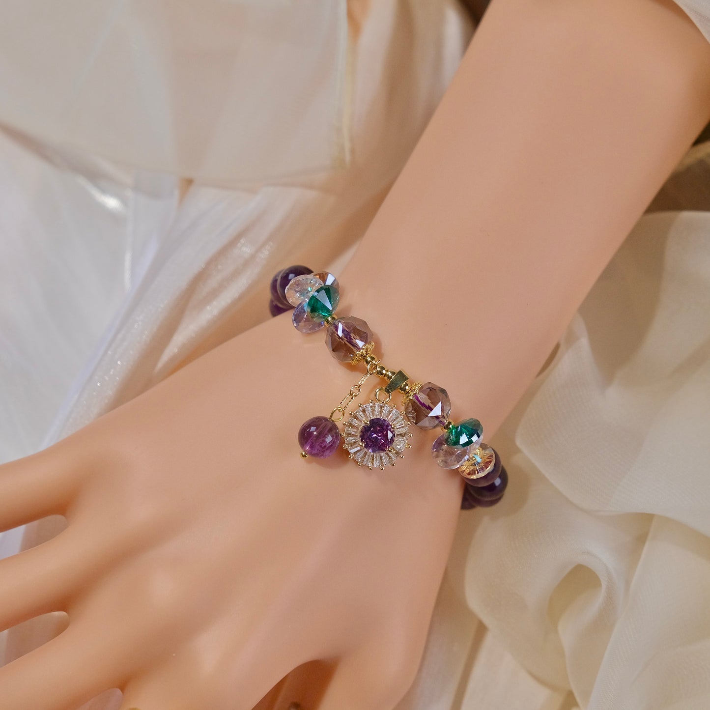purple cystal beasds bracelet jewelry woman fashion
