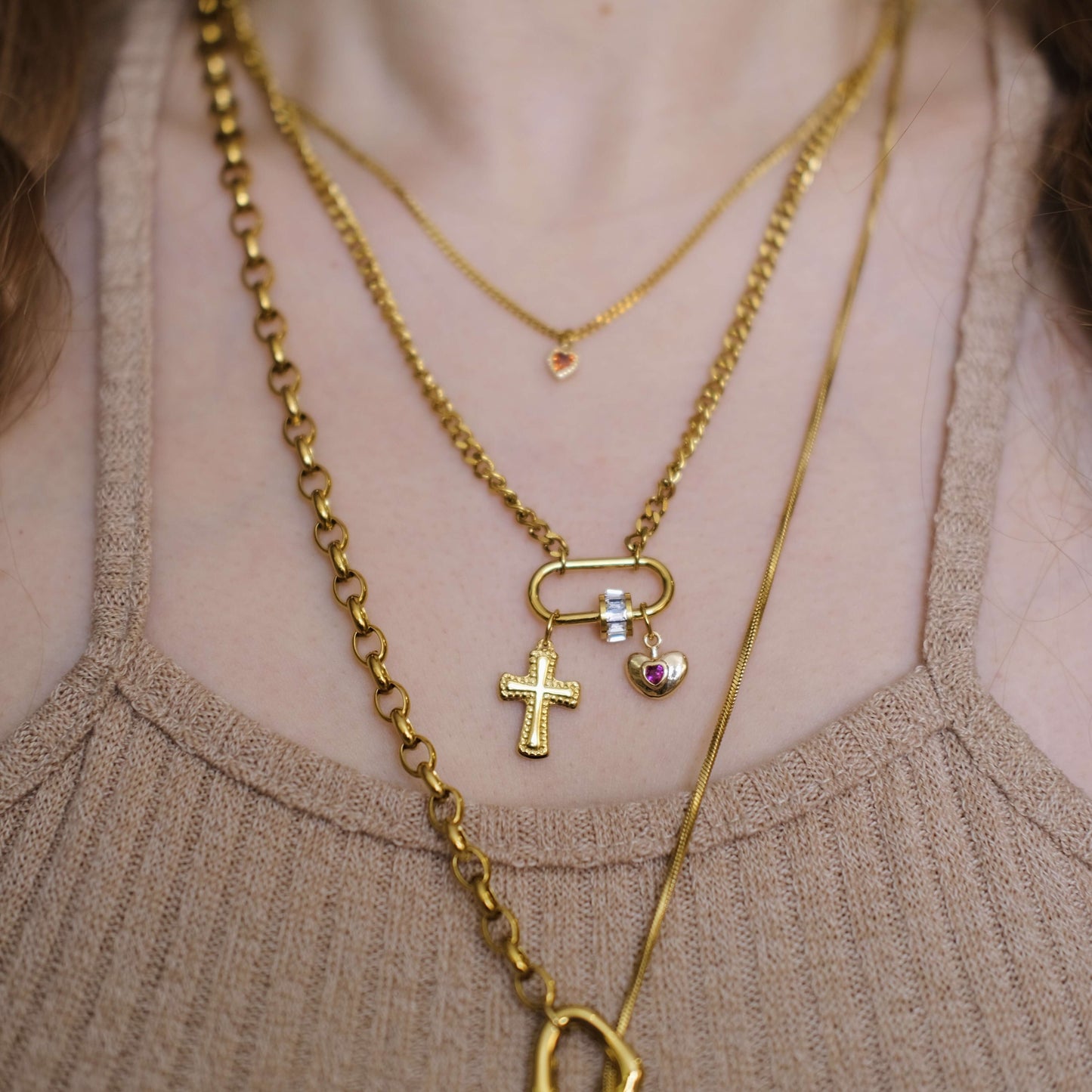 Collar personalizado Mini Charm Double Chain Gargantilla