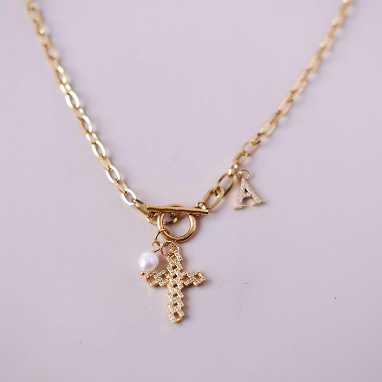 Pearl and Pesonalized Charms necklace