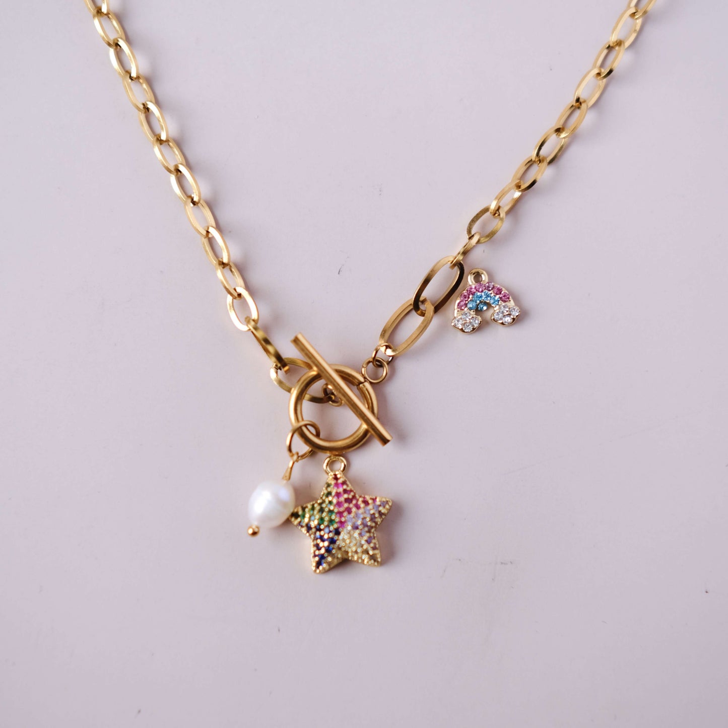 Pearl and Pesonalized Charms necklace