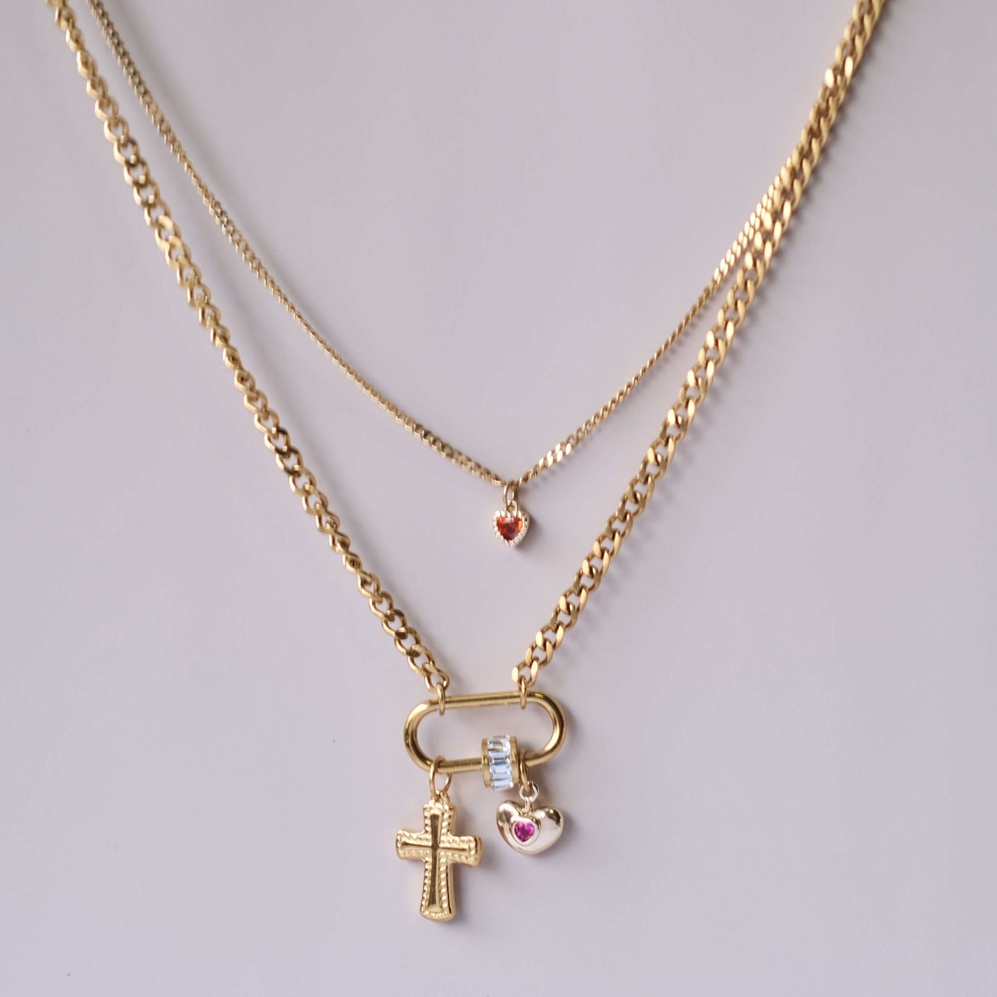 Collar personalizado Mini Charm Double Chain Gargantilla