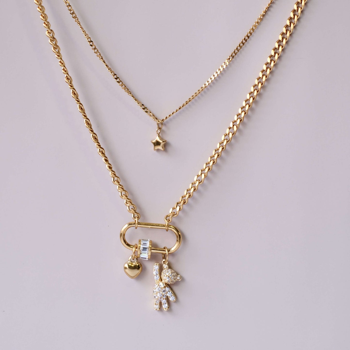 Collar personalizado Mini Charm Double Chain Gargantilla