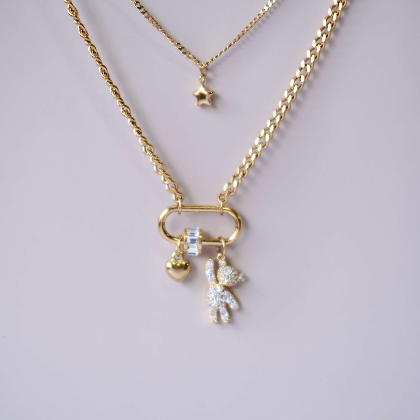 Collar personalizado Mini Charm Double Chain Gargantilla