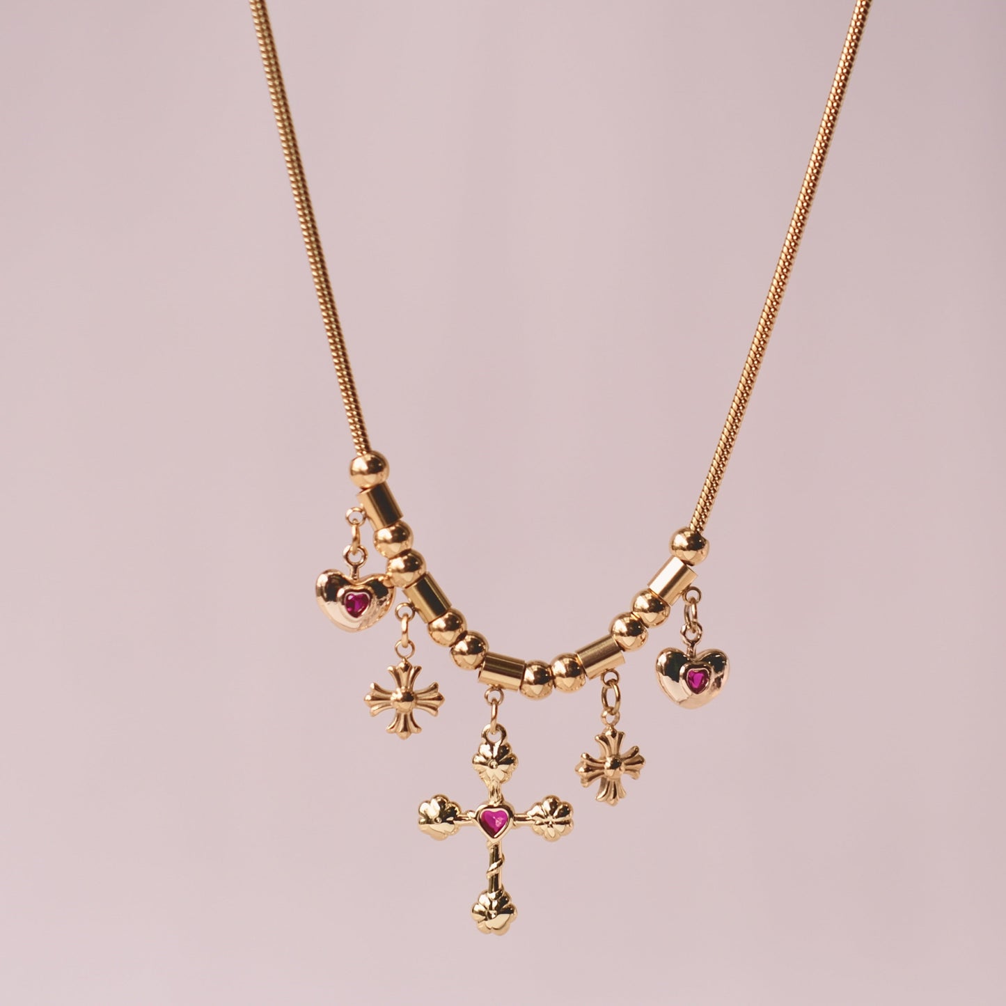 Gold ball 2 personailzed charms necklace