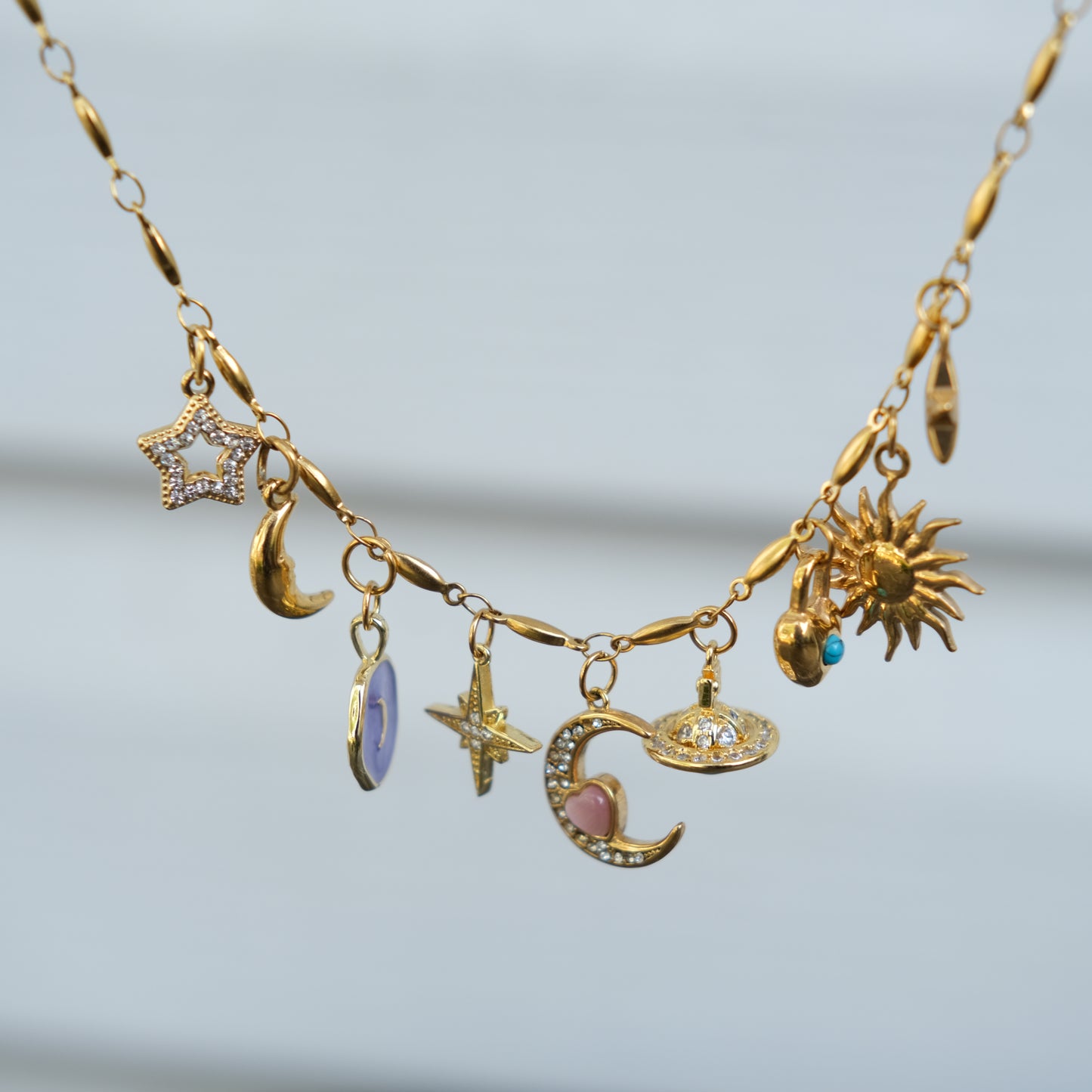 Personalized star and moon Charm Necklace-customization