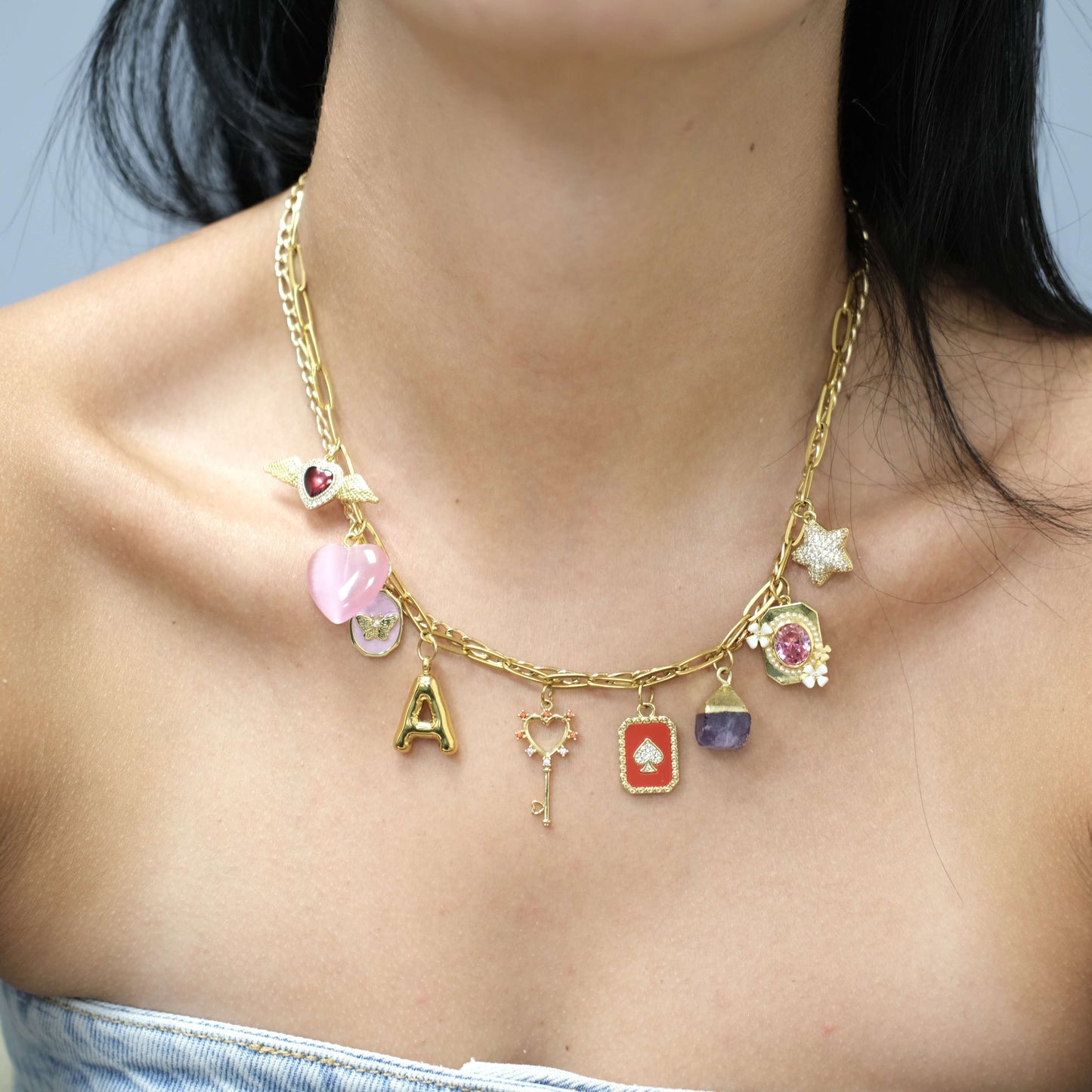 Personalized key color Charm Necklace-customization