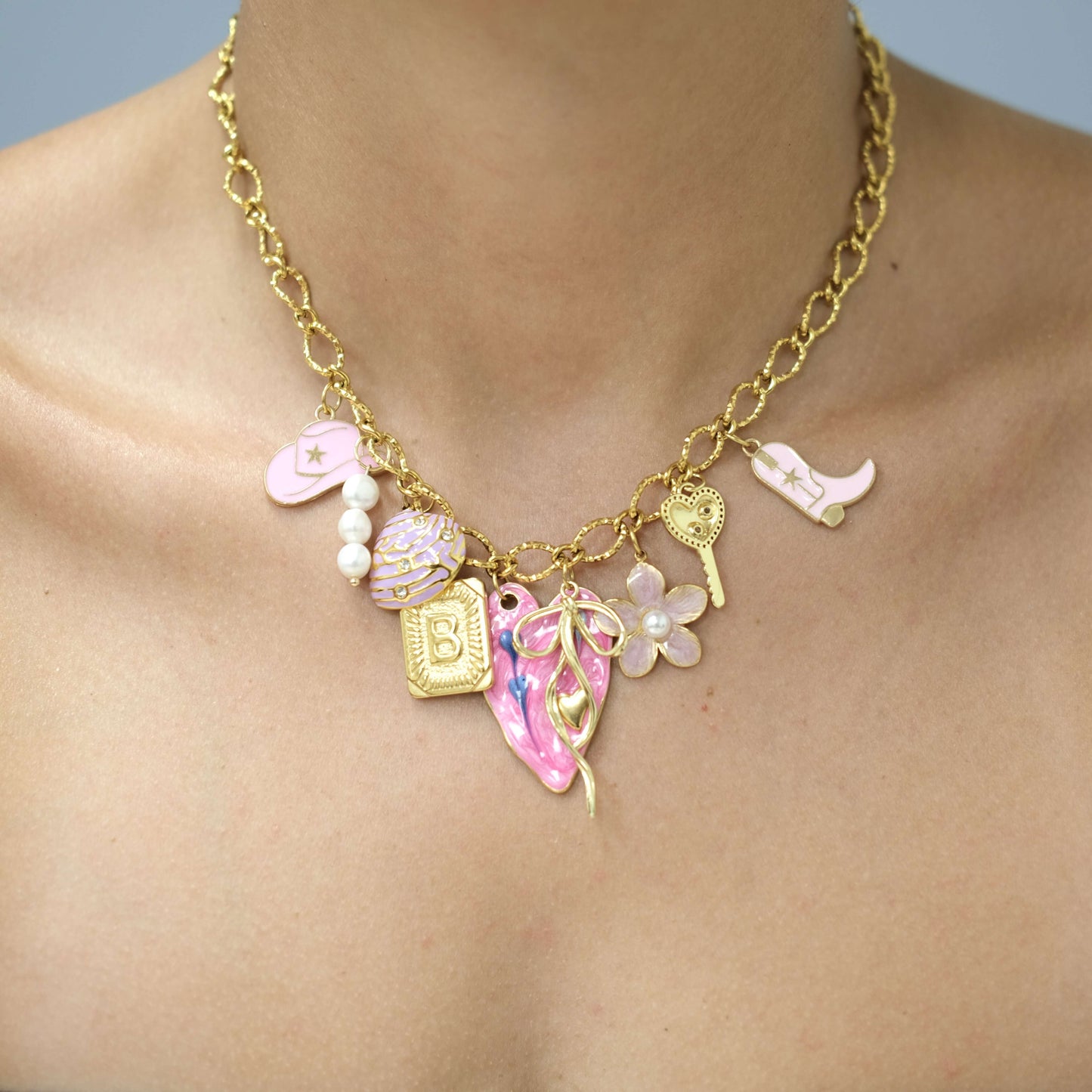Personalized pink heart Necklace-customization