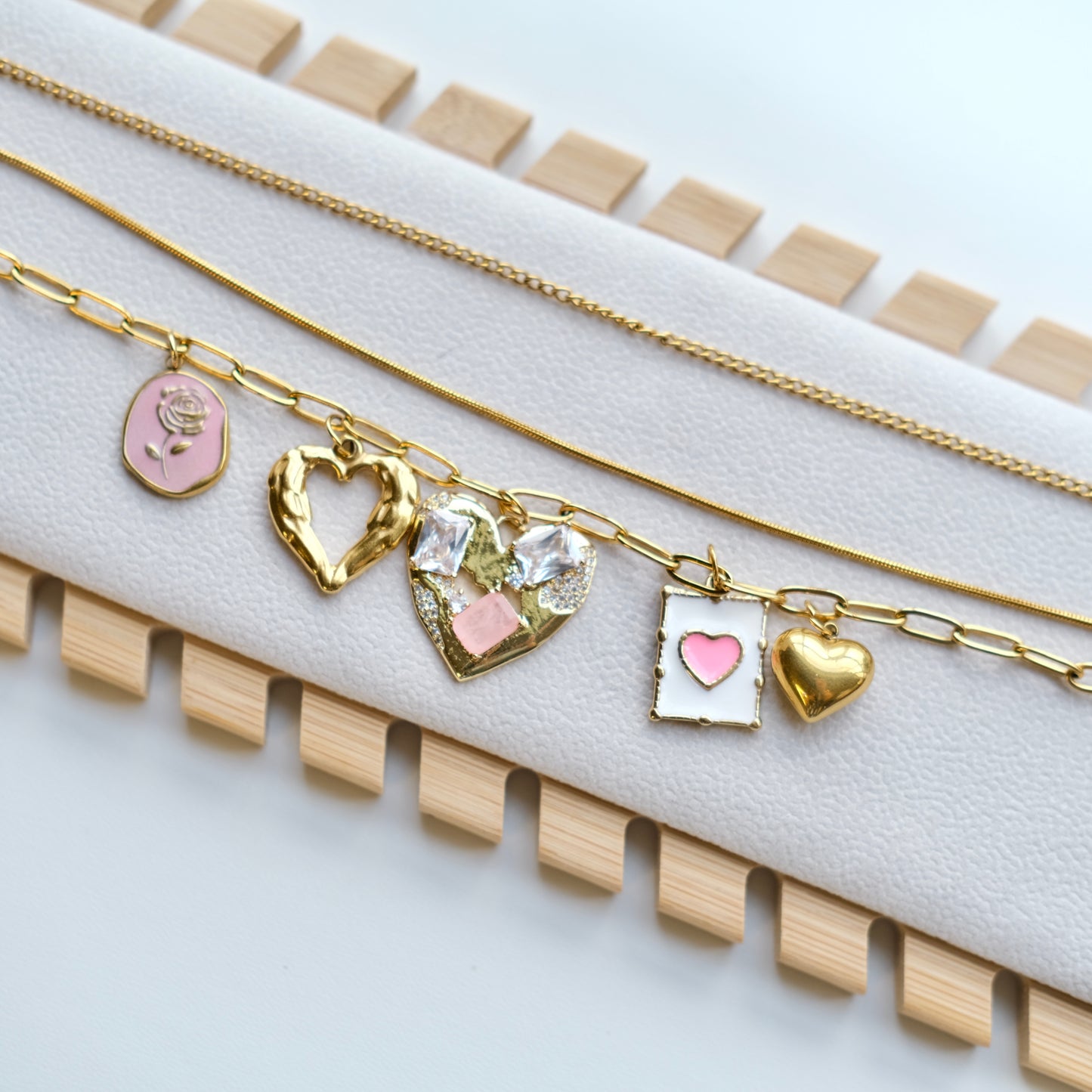 Personalized Gold Heart and Charm Multi-Layer Necklace -customization