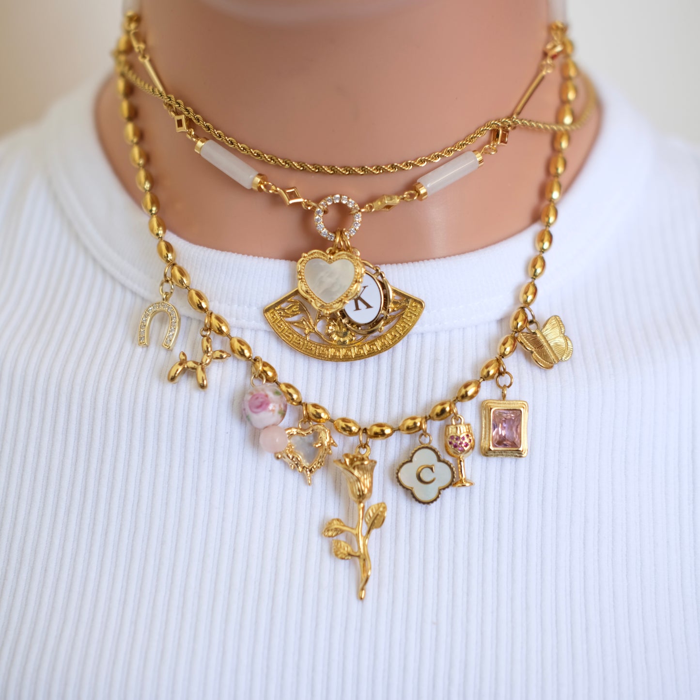 Personalized goldball with flower Vintage Necklace-customization