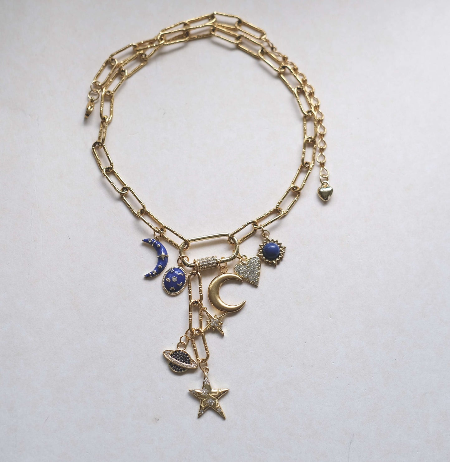 Celestial Charm Necklace - Sun, Moon & Stars Gold Pendant