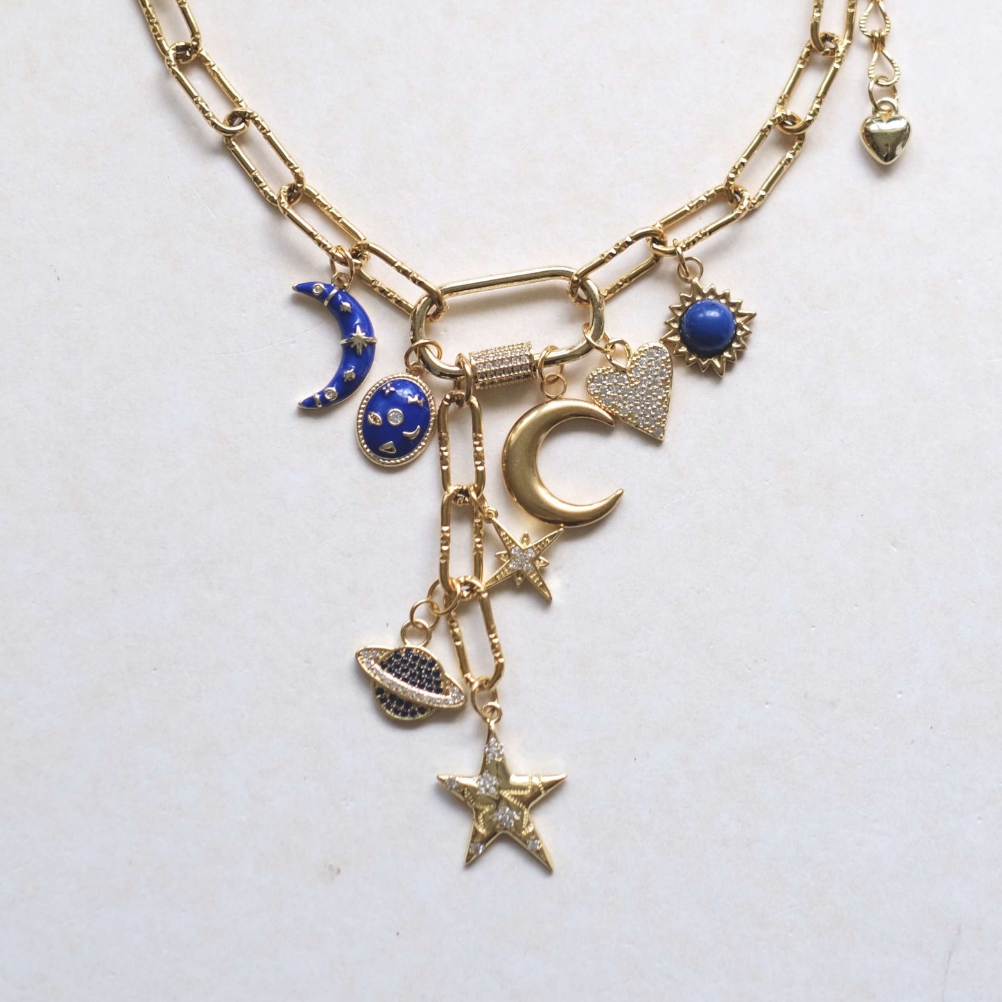 Celestial Charm Necklace - Sun, Moon & Stars Gold Pendant
