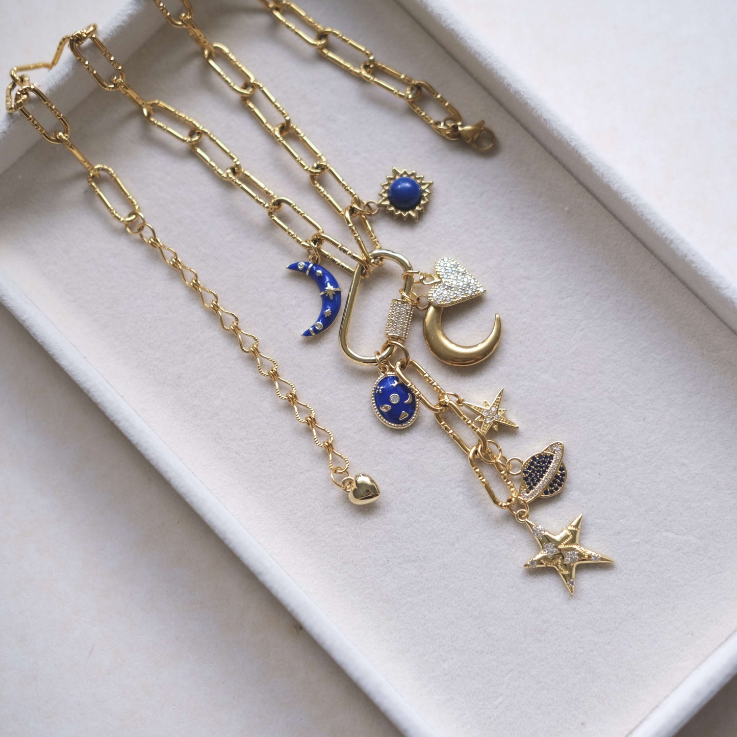 Celestial Charm Necklace - Sun, Moon & Stars Gold Pendant