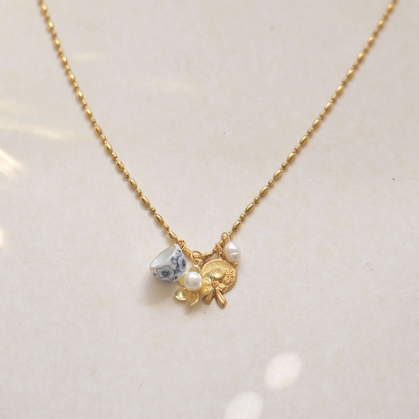 Ceramic Cup Gold Charm Necklace