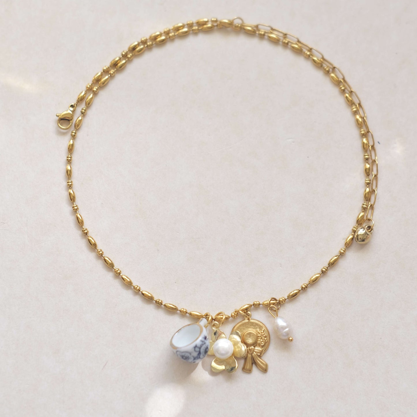 Ceramic Cup Gold Charm Necklace