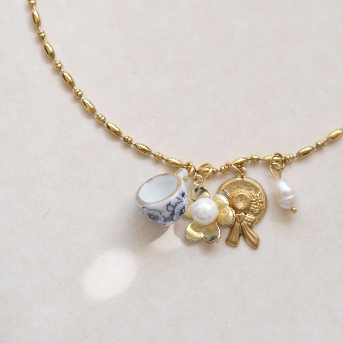 Ceramic Cup Gold Charm Necklace