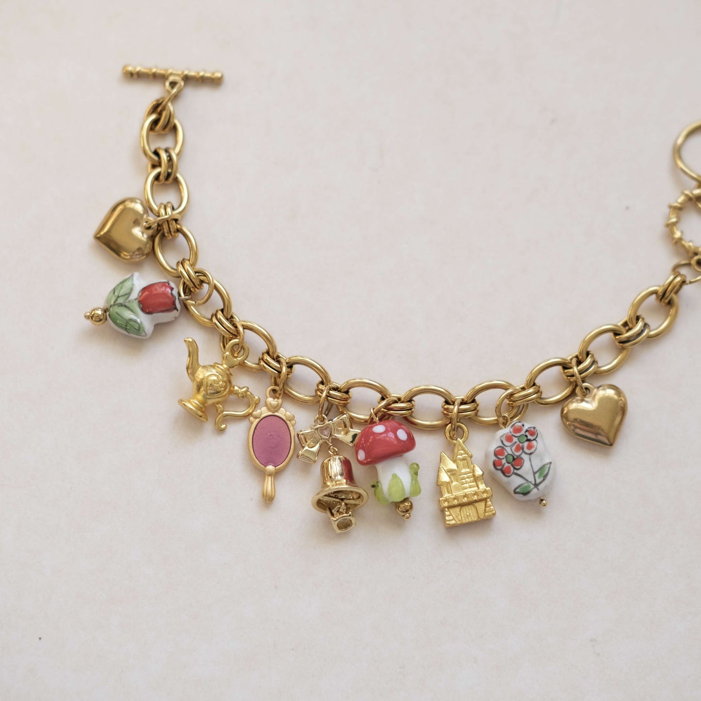 Mushroom and Bow Charms,Ceramic pendants necklace