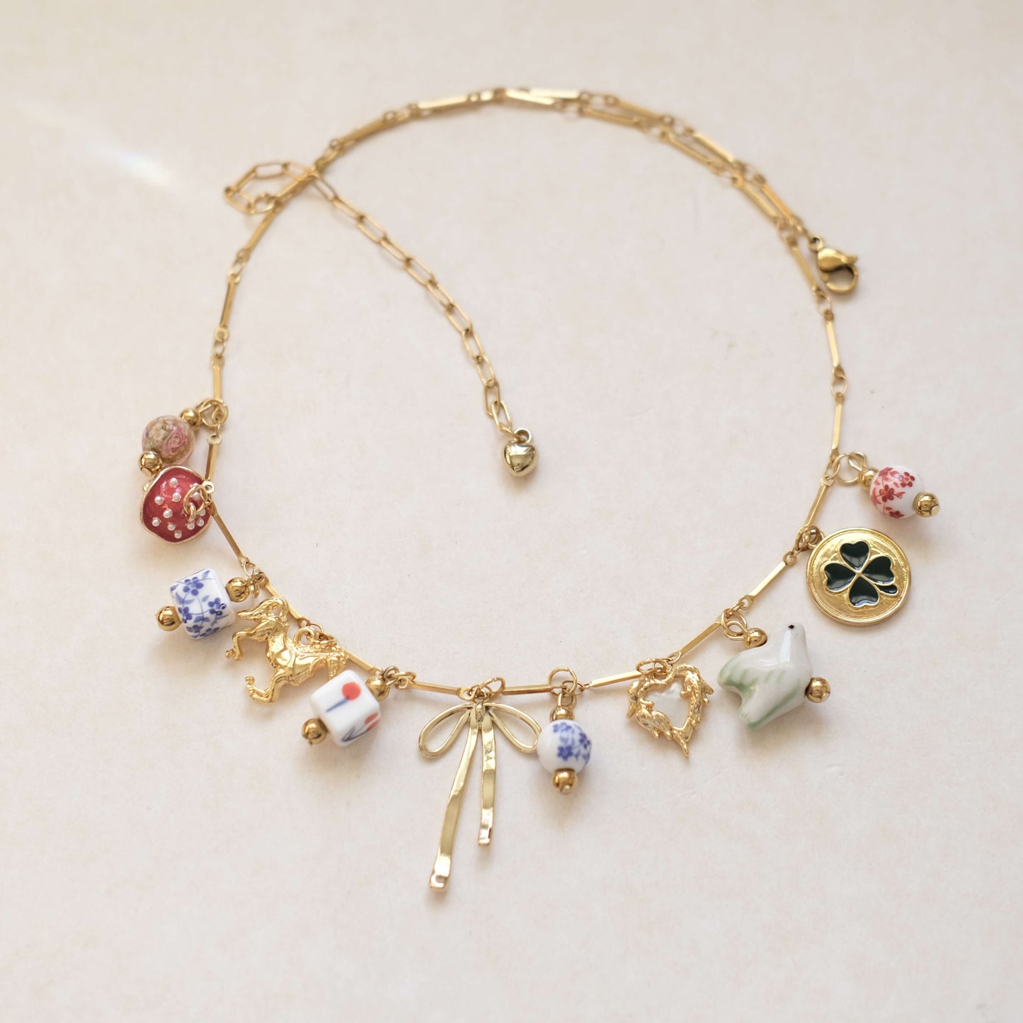 Lucky bow Charms Gold Necklace