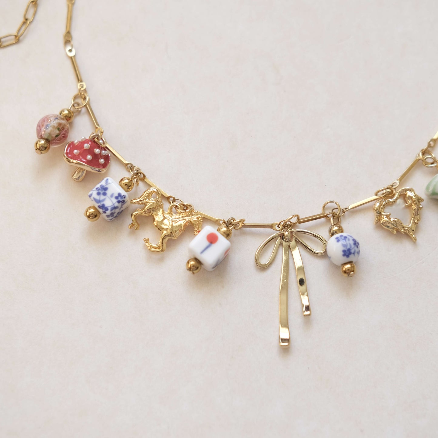 Lucky bow Charms Gold Necklace