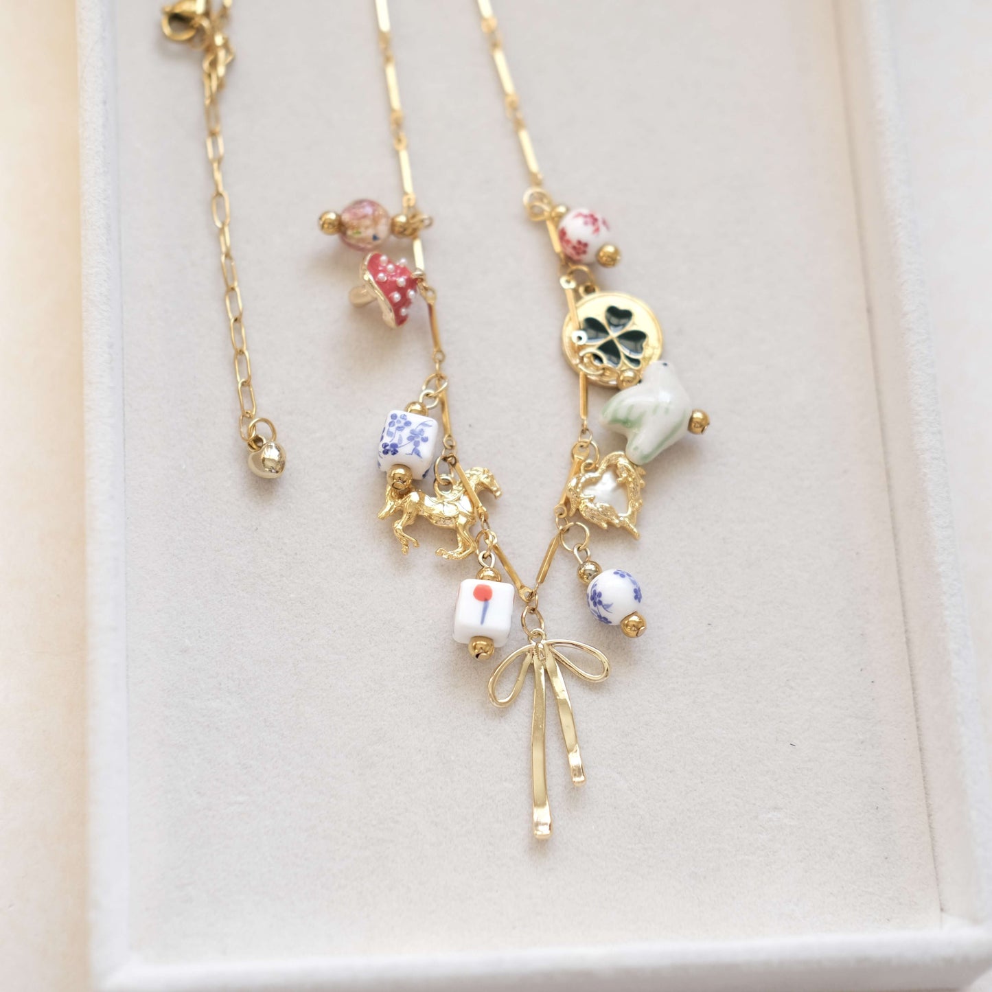 Lucky bow Charms Gold Necklace