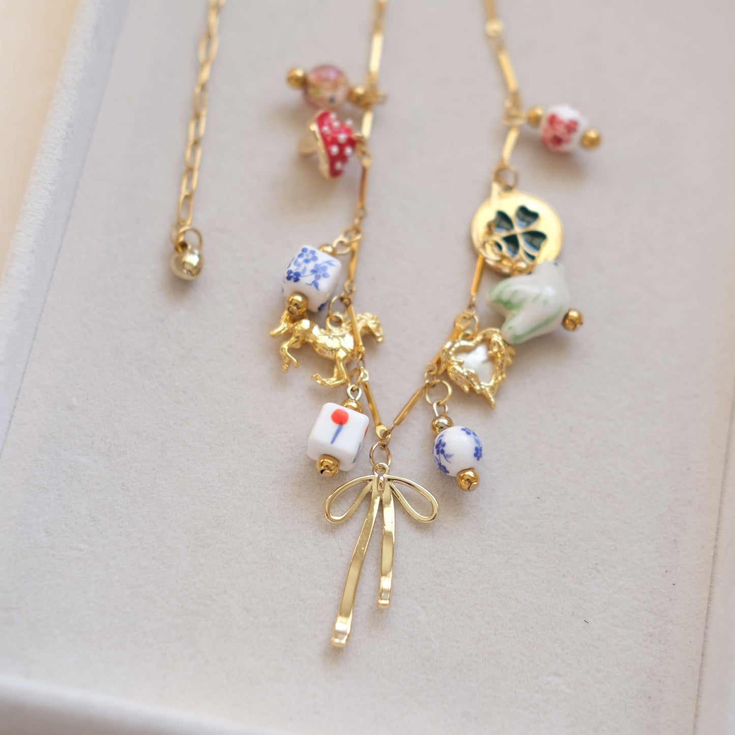 Lucky bow Charms Gold Necklace