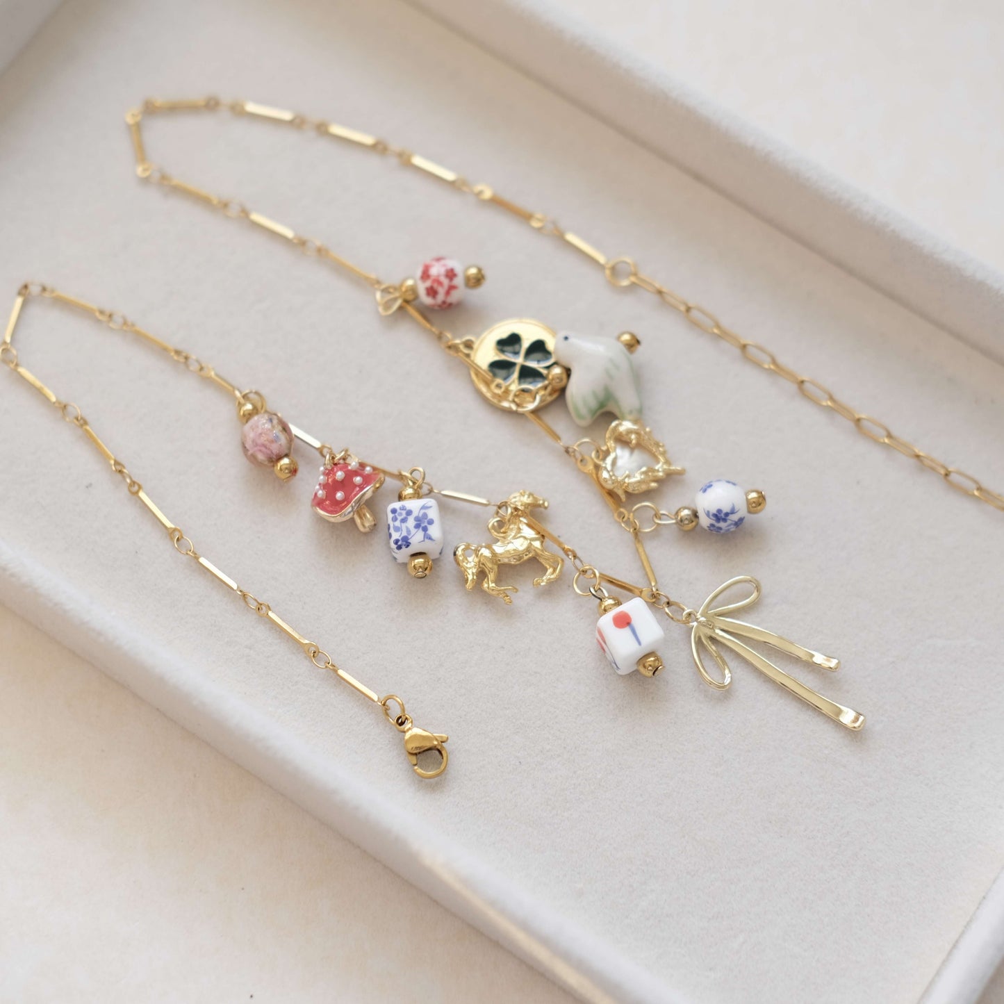 Lucky bow Charms Gold Necklace