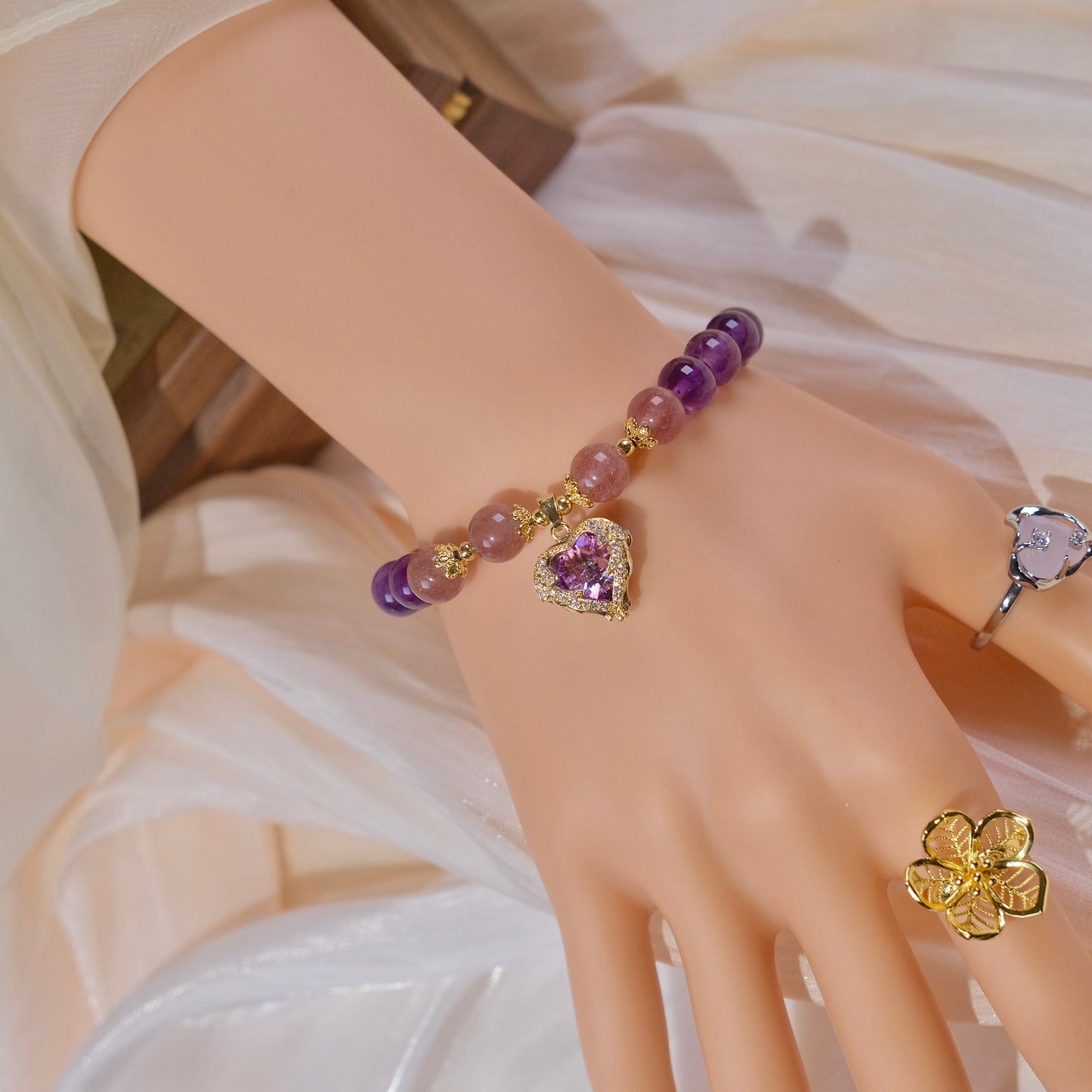 purple cystal beasds bracelet jewelry woman fashion