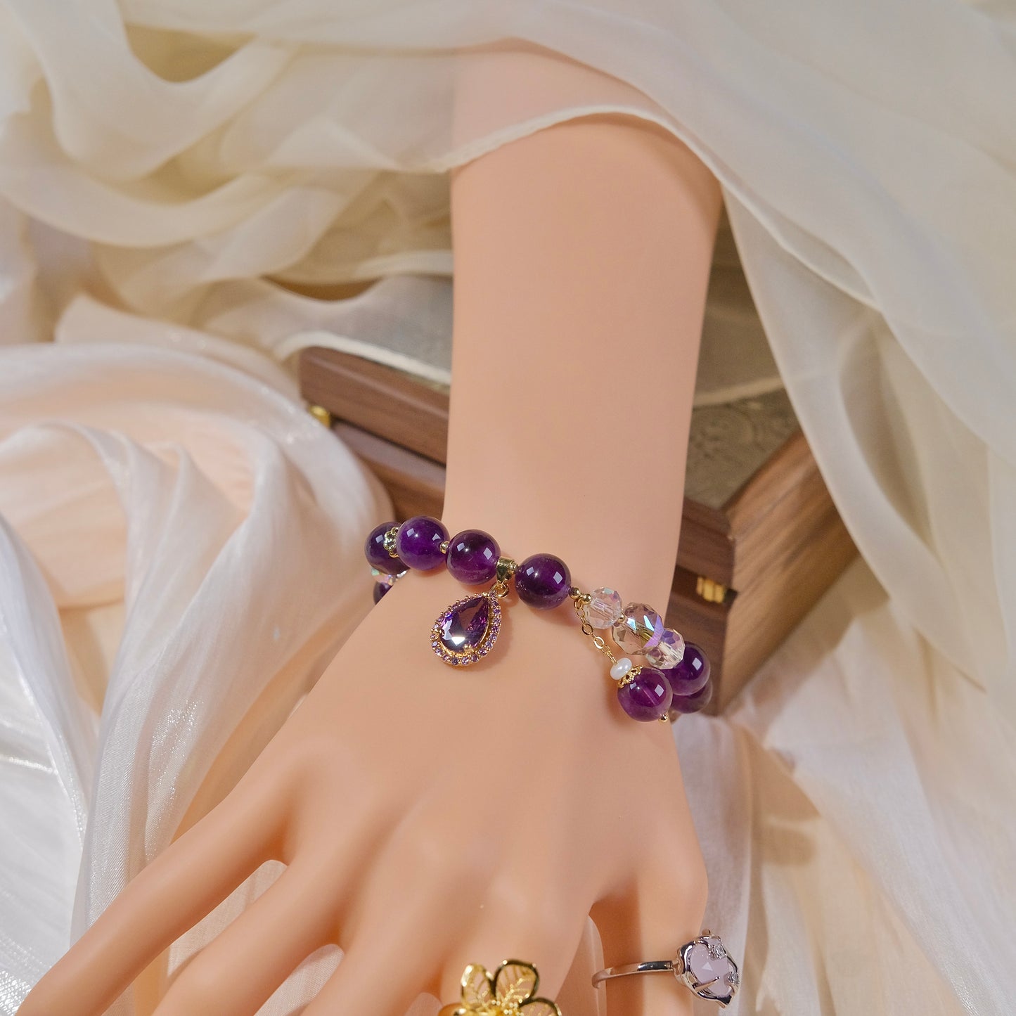 purple cystal beasds bracelet jewelry woman fashion