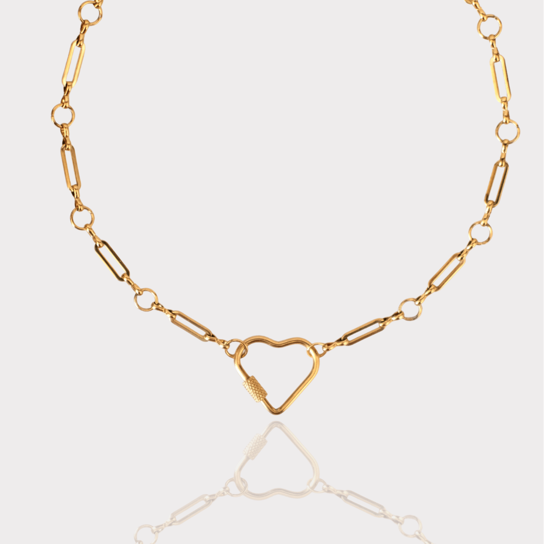 Customized heart Linear Grace  Charm Chain necklace