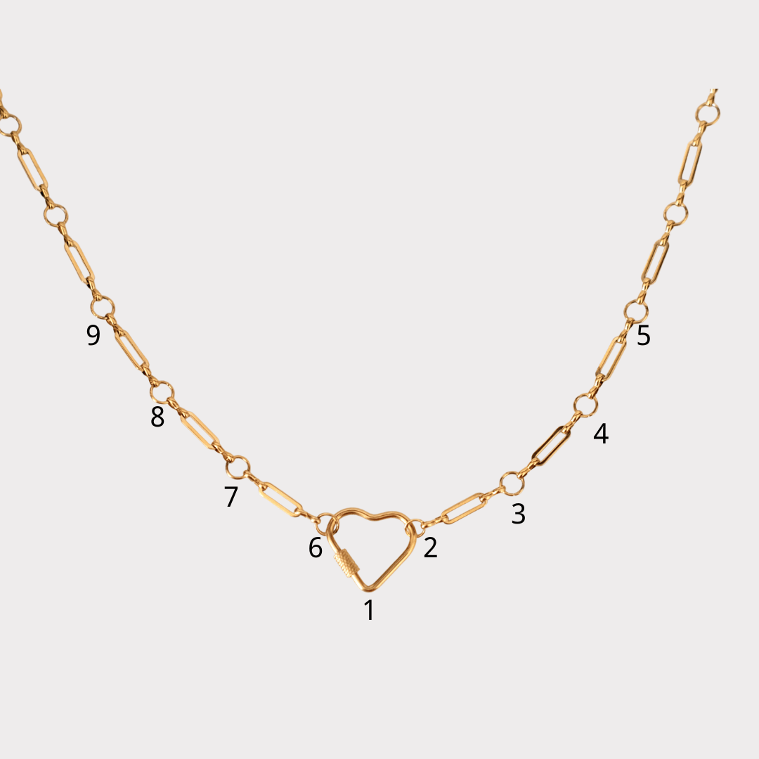 Customized heart Linear Grace  Charm Chain necklace