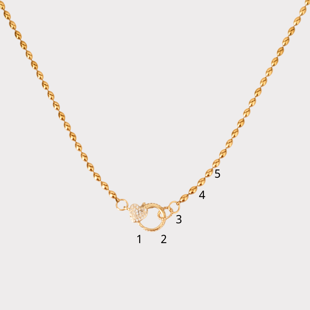 Customize Shining Heart Clasp Charm Chain necklace