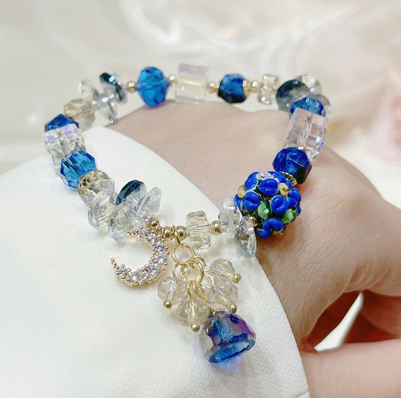 Pulsera de cuentas de flores en verano, cuentas de joyería de moda para mujer