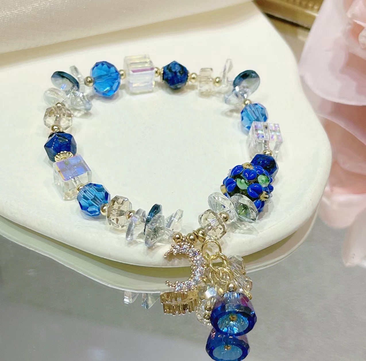 Pulsera de cuentas de flores en verano, cuentas de joyería de moda para mujer