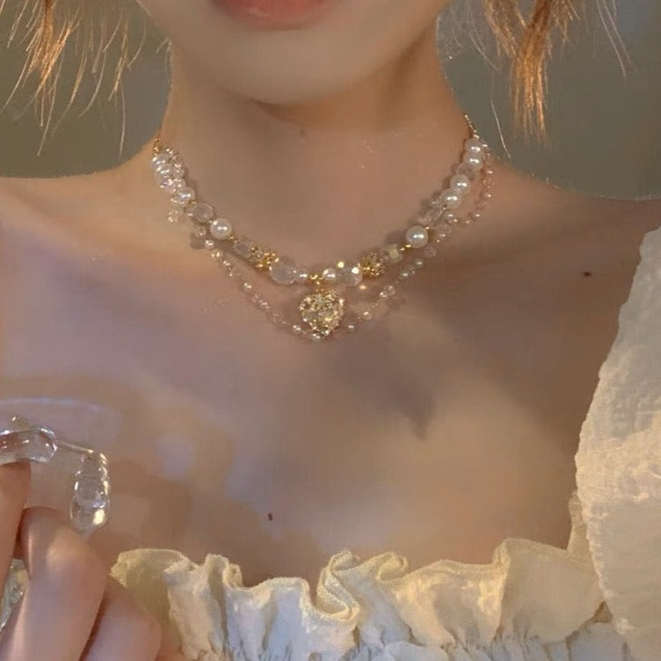 Collar de corazón de reina blanca hecho a mano perlas venecianas cuentas de cristal dailyjewelryannie