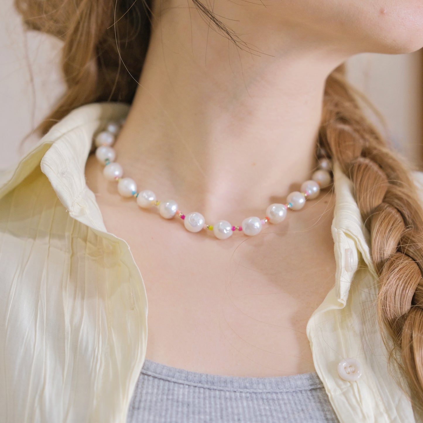 colorful baroque pearls necklace 10-11mm with Cross Necklace fashion woman jewelry
