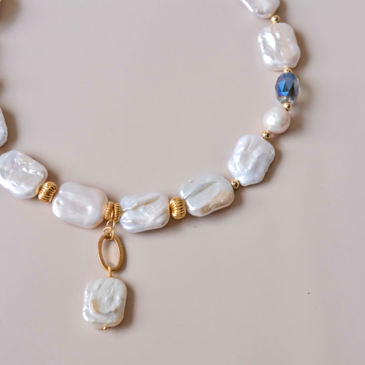 Collar de perlas barrocas hecho a mano moda mujer