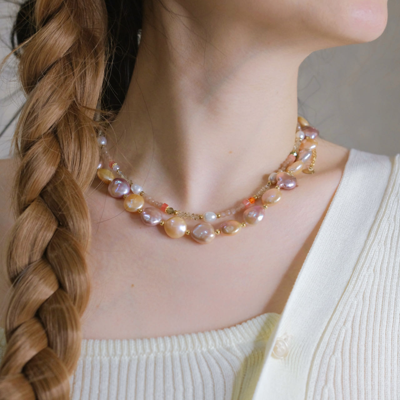 colorido barroco collar de perlas mujer moda