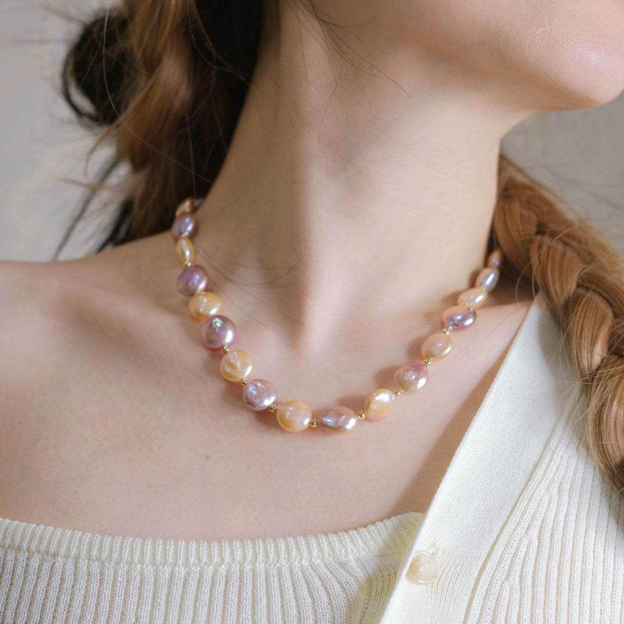 colorido barroco collar de perlas mujer moda