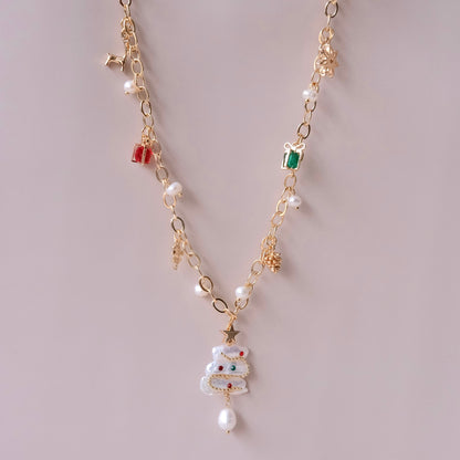 Christmas tree pearl pendant Pearls Necklace -Christmas pearls pendant set fashion jewelry
