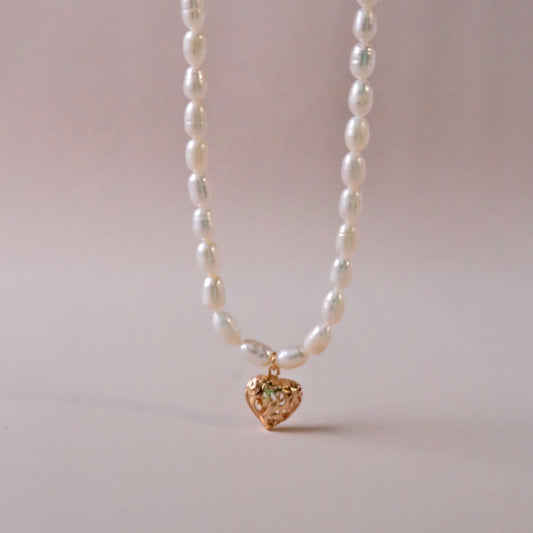 empty heart freshwater pearl necklace pearls necklace jewelry fashion woman