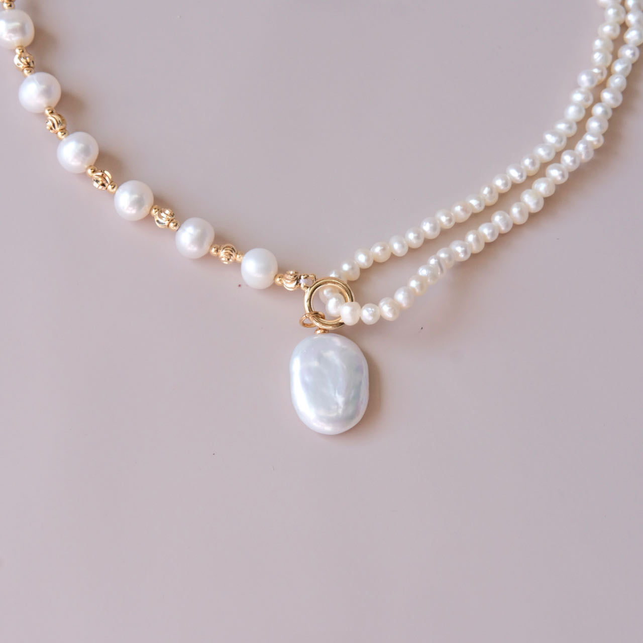 Handmade pearls necklace in three style fashion woman jewelry
