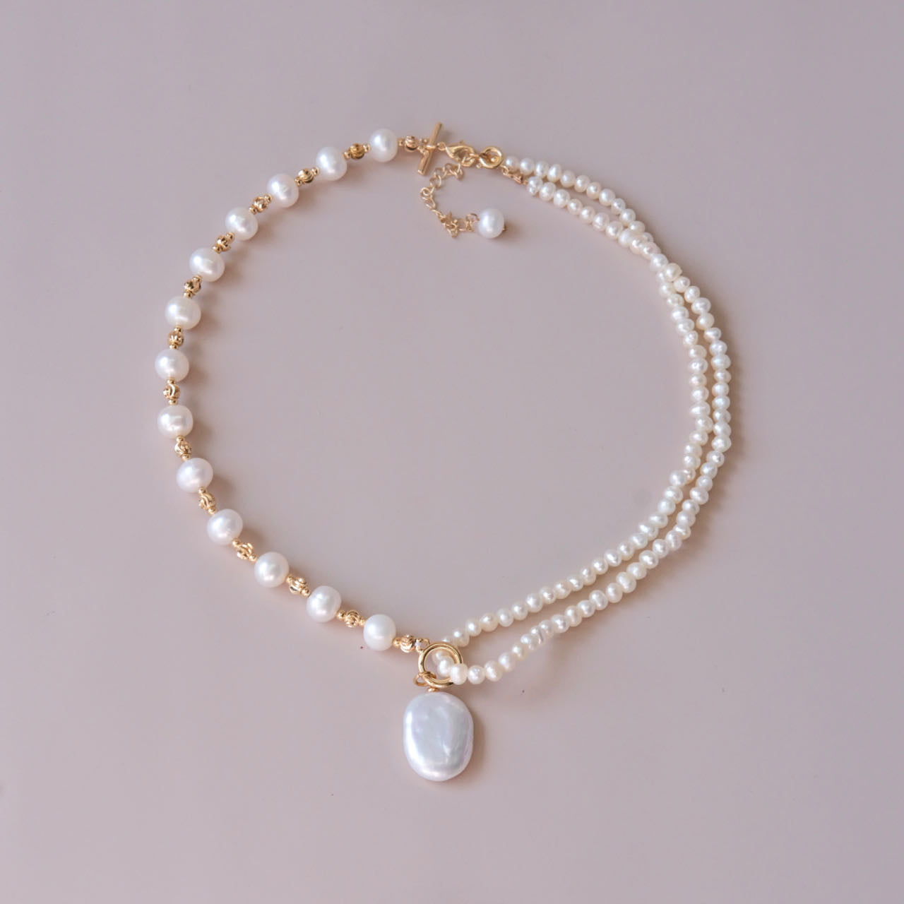 Handmade pearls necklace in three style fashion woman jewelry