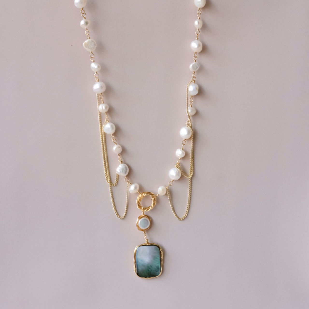 Unique desgin for the Baroque pearls with Chain pearls necklace