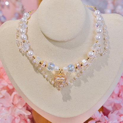 Collar de corazón de reina blanca hecho a mano perlas venecianas cuentas de cristal dailyjewelryannie