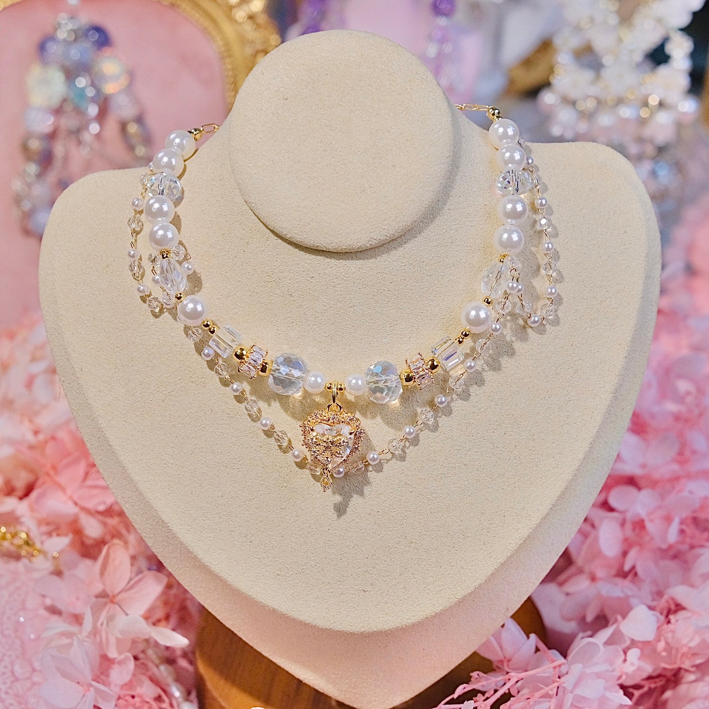 Collar de corazón de reina blanca hecho a mano perlas venecianas cuentas de cristal dailyjewelryannie