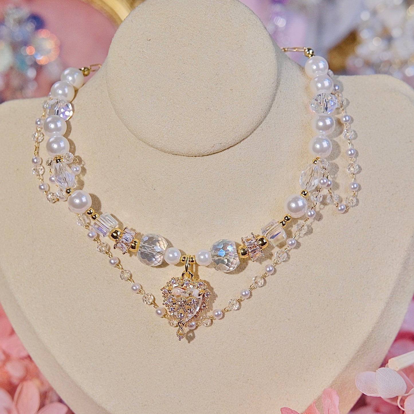 Collar de corazón de reina blanca hecho a mano perlas venecianas cuentas de cristal dailyjewelryannie