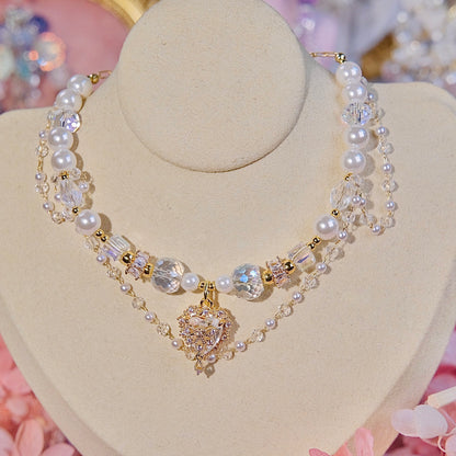 Collar de corazón de reina blanca hecho a mano perlas venecianas cuentas de cristal dailyjewelryannie