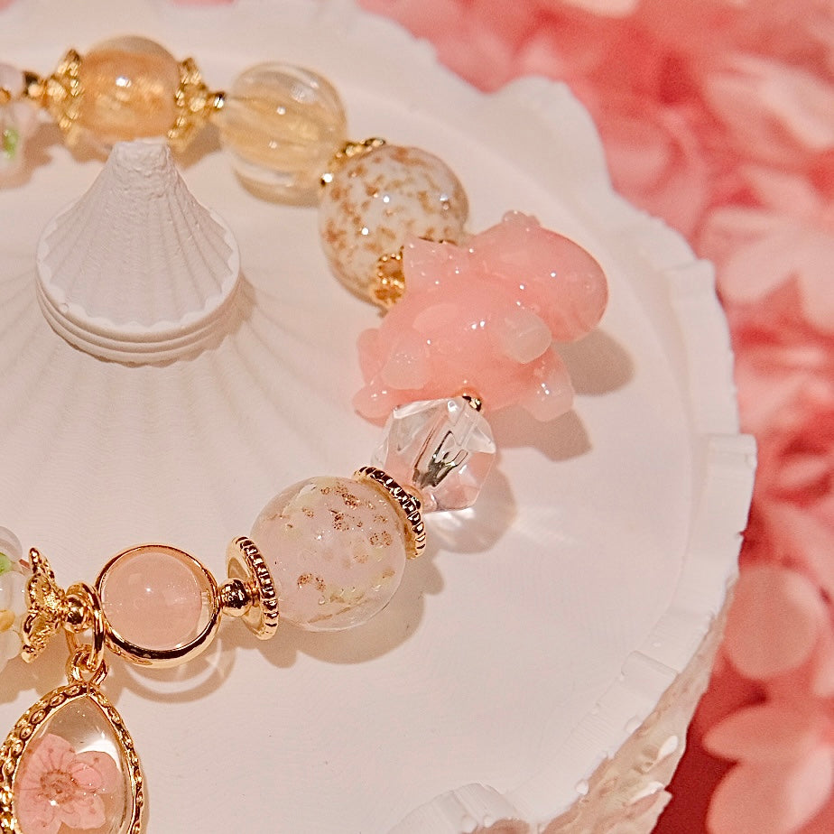 Miss Pink Unicorn Bracelet  handmade glass beads cystal beads Bracelet