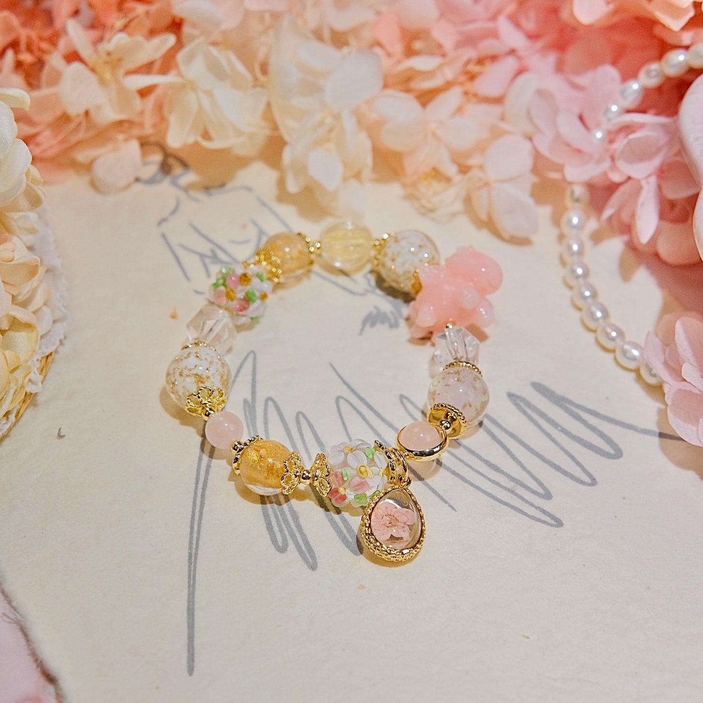 Miss Pink Unicorn Bracelet  handmade glass beads cystal beads Bracelet