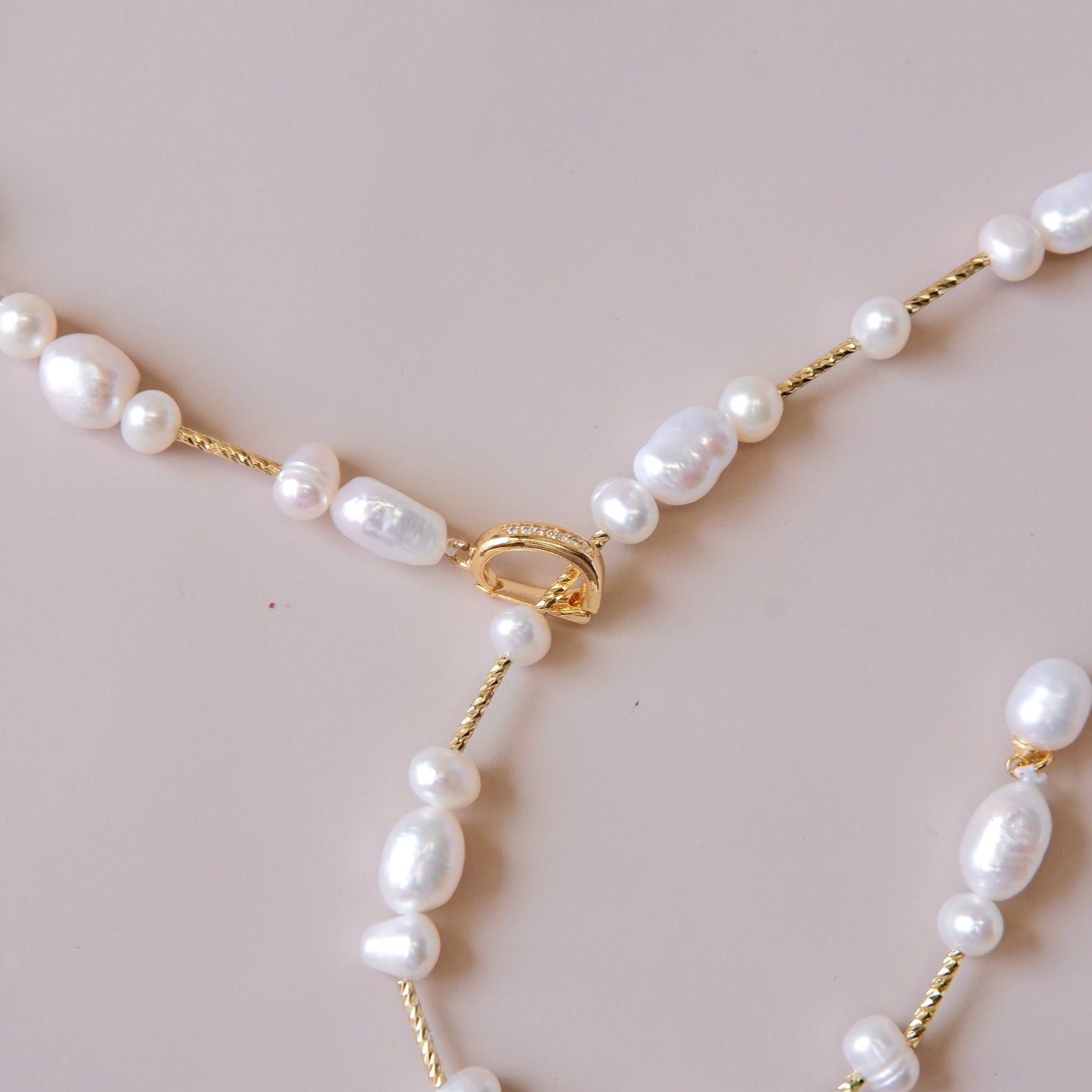 Collar largo de perlas de agua dulce hecho a mano, collar de perlas, joyería de moda para mujer